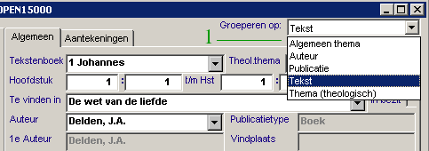 Tekstregister: kiezen van de groeperingswijze.