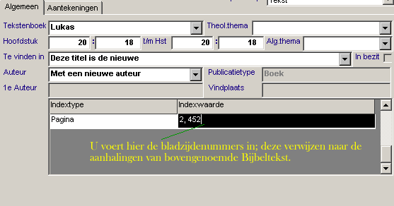 Invoeren van de bladzijdenummers bij een tekstverwijzing.